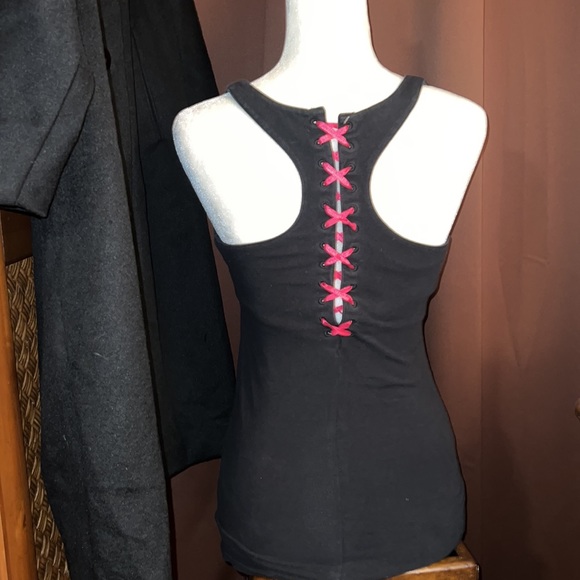 Metal ☠️ Mulisha Black 🖤 Pink 💗 Racer-Back Camisole Size Medium - Picture 4 of 7